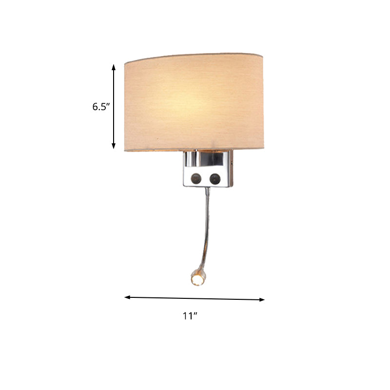 Contemporary Led Wall Sconce With Fabric Shade - Chrome/Champagne Oval Mount Light