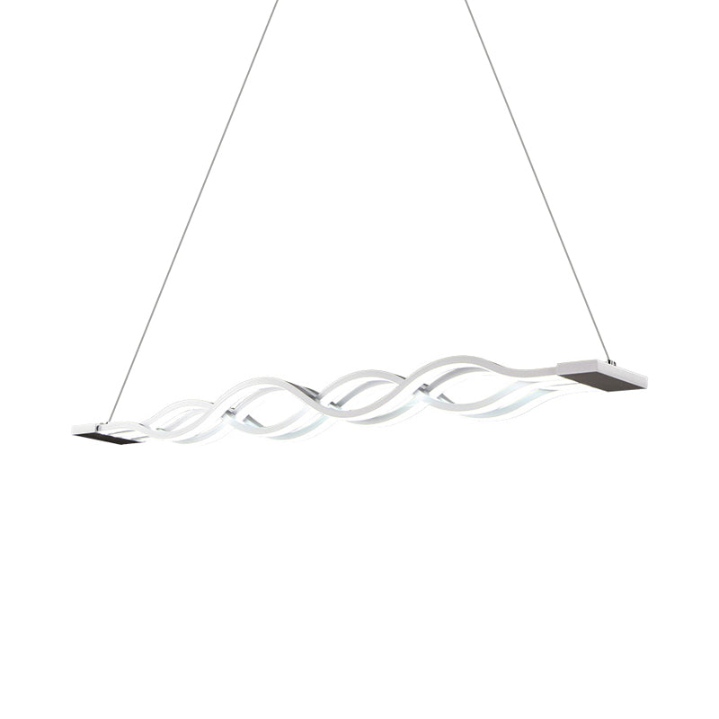 Iron Surge Linear Chandelier Pendant with Minimal White LED Design in Warm/White Light for Table