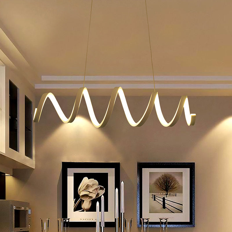 Modern Acrylic LED Chandelier Pendant Light in Coiled White - Warm/White/Natural Lighting for Dining Room