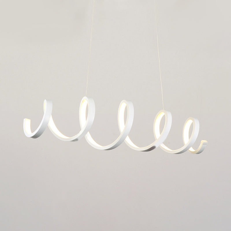Modern Acrylic LED Chandelier Pendant Light in Coiled White - Warm/White/Natural Lighting for Dining Room