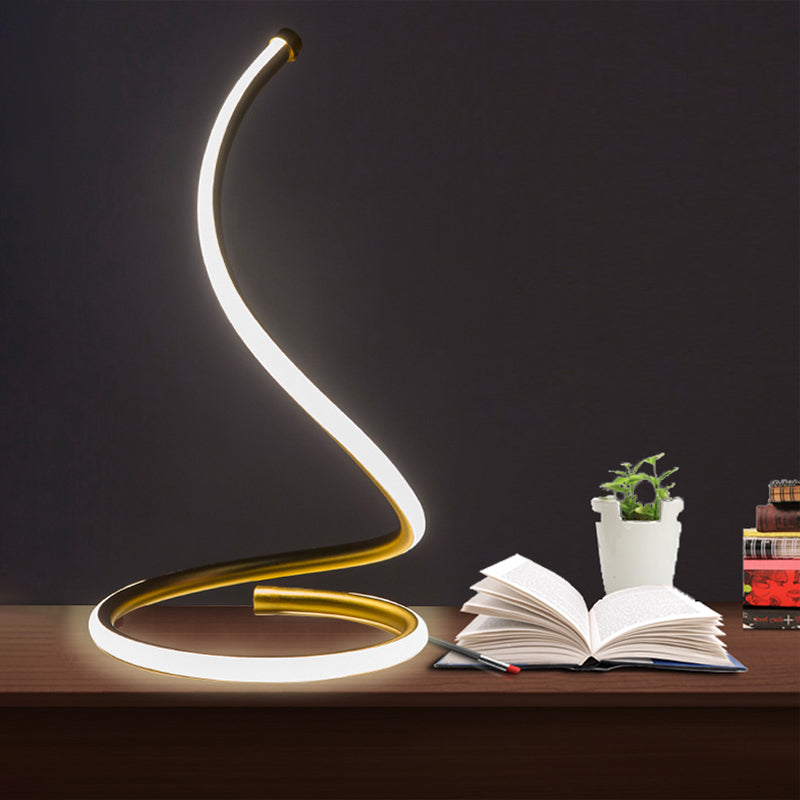 Golden Led Spiral Silica Gel Night Light - Simple & Innovative Table Lamp For Bedrooms Gold