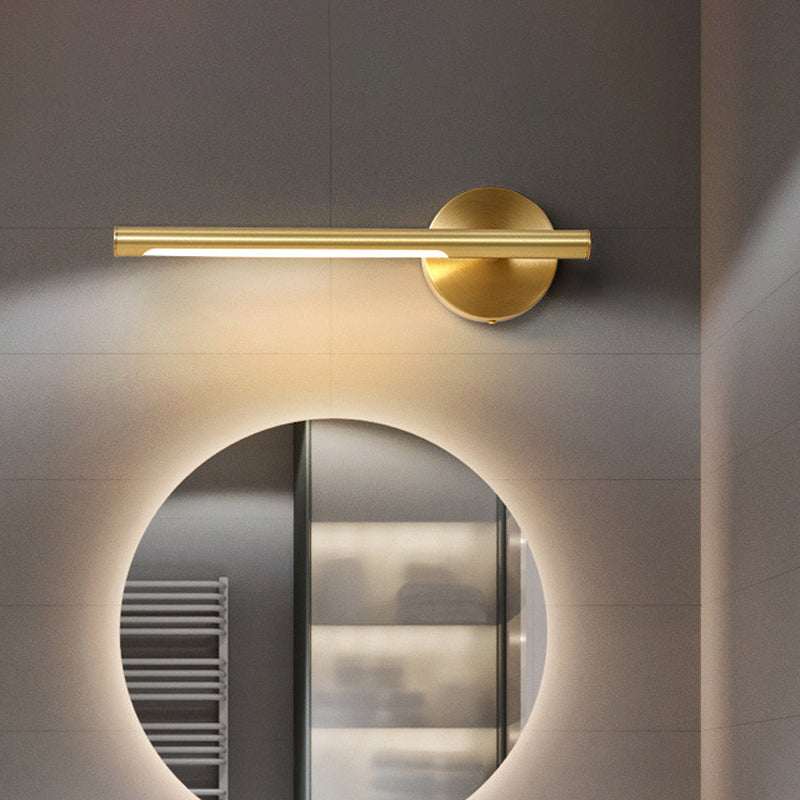 Minimalist Gold Metal Wall Lamp: 16/25 Led Vanity Sconce Light With Acrylic Diffuser