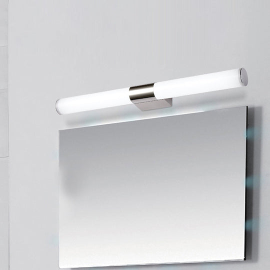Modern Chrome Led Wall Vanity Light With Acrylic Tube And Warm/White 18/23.5/31.5 Length / 18 Warm