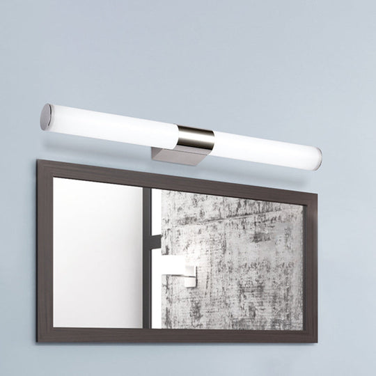 Modern Chrome Led Wall Vanity Light With Acrylic Tube And Warm/White 18/23.5/31.5 Length