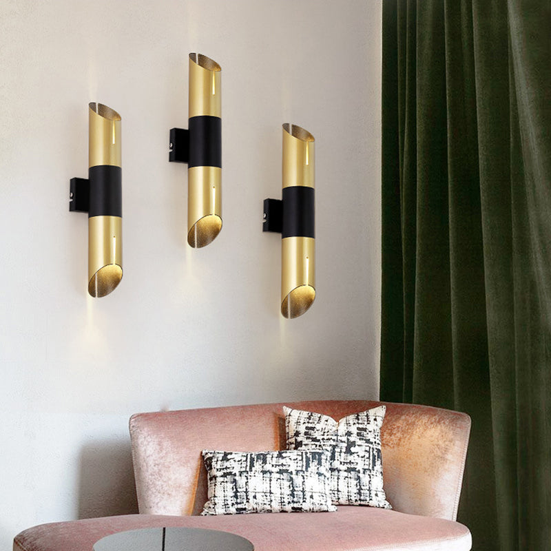 Modern Rotatable Cylinder Wall Sconce With Integrated Led Golden Lighting Gold