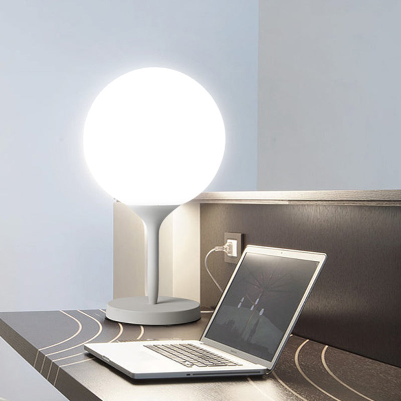 Frosted Glass Spheroid Night Lamp - Simplicity 1-Light Table Lighting For Living Room 6/10 Wide