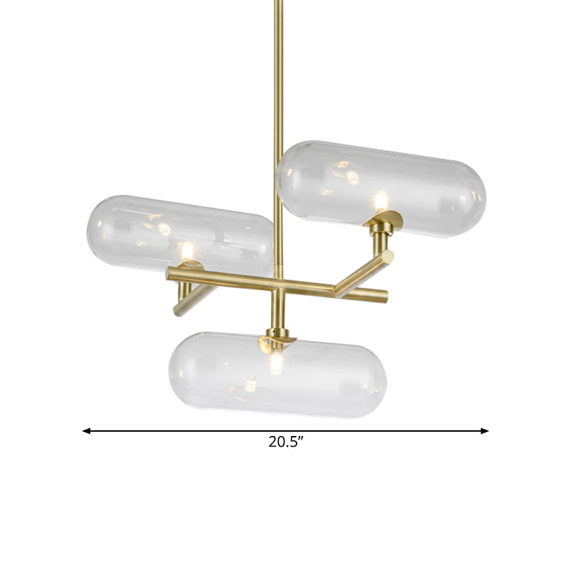 Modern Brass Pendant Chandelier with Clear Glass Shades - Ideal for Dining Rooms