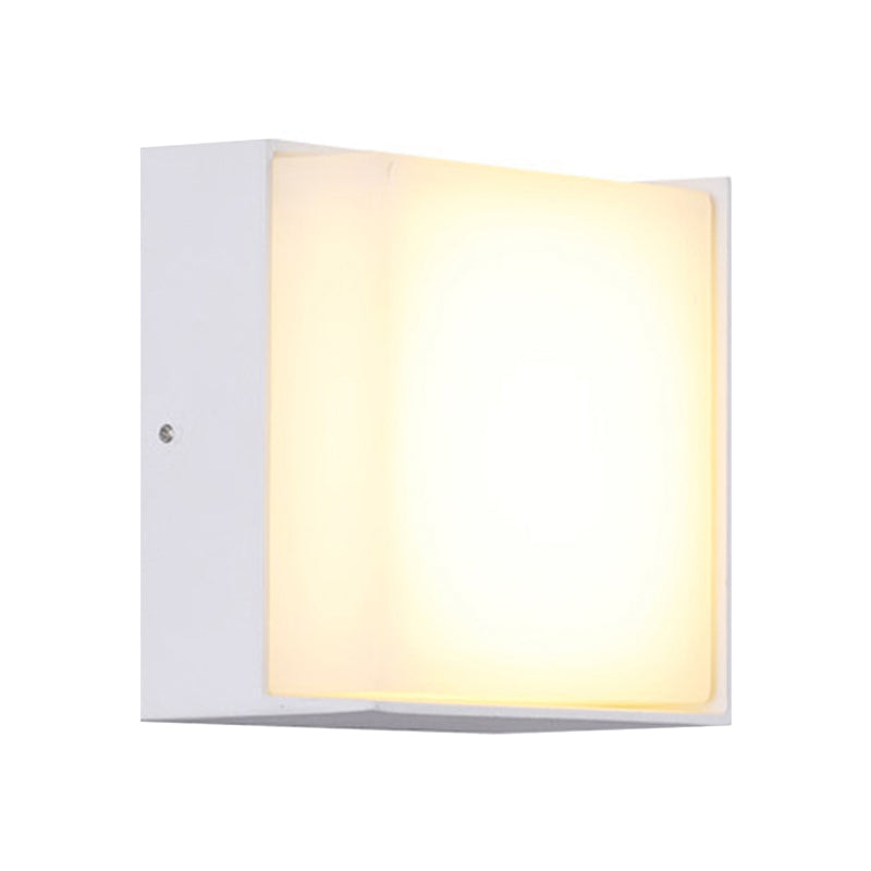 Sleek Metal And Acrylic Wall Sconce: Simplistic Round/Square Shade With Warm/White Led Lighting For