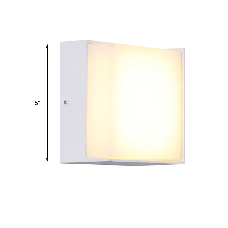 Sleek Metal And Acrylic Wall Sconce: Simplistic Round/Square Shade With Warm/White Led Lighting For