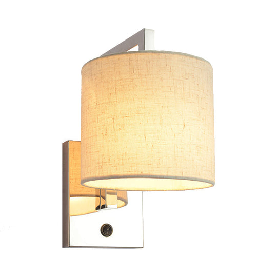 Modern Fabric Led Wall Sconce Light In Chrome For Living Room