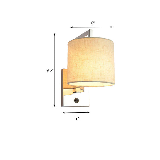 Modern Fabric Led Wall Sconce Light In Chrome For Living Room