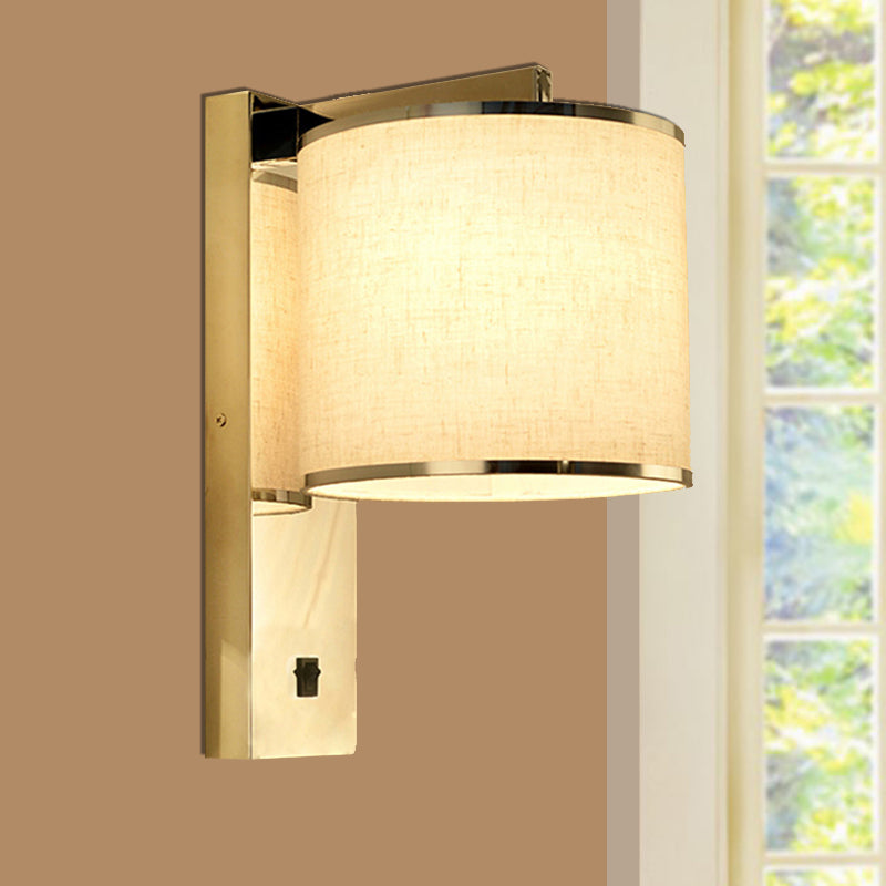 Modern Fabric Led Wall Sconce Light In Chrome For Living Room / B