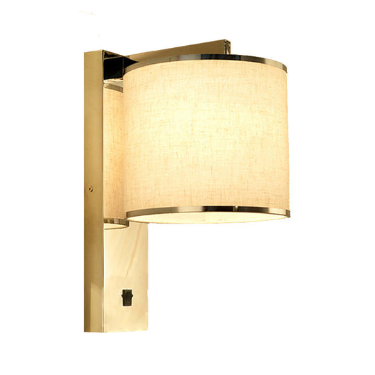 Modern Fabric Led Wall Sconce Light In Chrome For Living Room