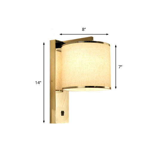 Modern Fabric Led Wall Sconce Light In Chrome For Living Room