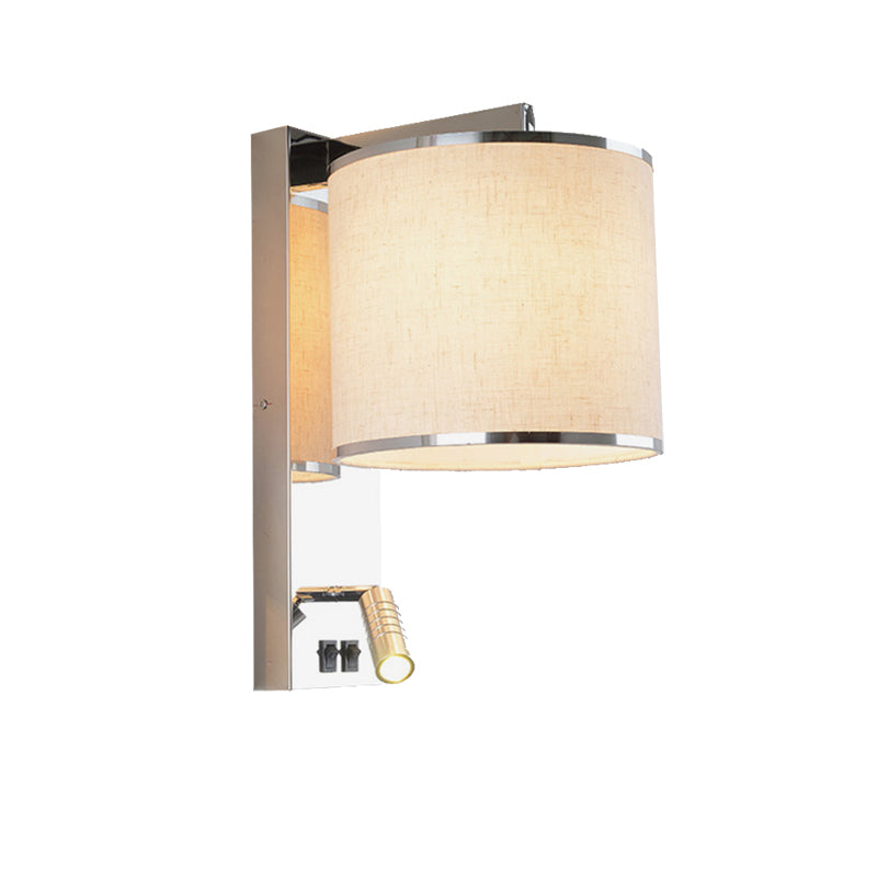 Modern Fabric Led Wall Sconce Light In Chrome For Living Room