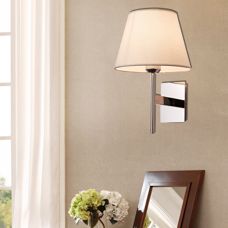 White Fabric Led Cone Wall Sconce - Contemporary Bedroom Lighting