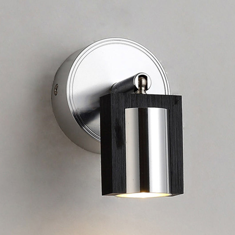 1-Light Bedroom Wall Sconce In Black With Metal Shade Warm/White Lighting
