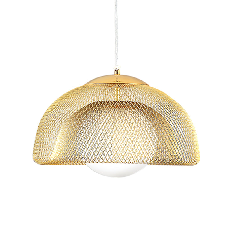 Vintage Opal Matte Glass Globe Pendant Light With Dual Mesh Screen And Gold Finish - 12/16 Wide 1