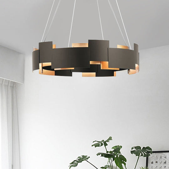 Modern Oval Iron Chandelier with 8 Bulb Suspension Light in Black and Gold