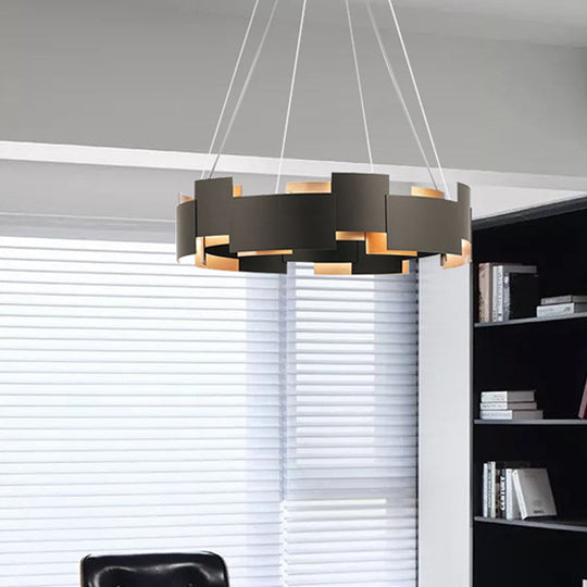 Modern Oval Iron Chandelier with 8 Bulb Suspension Light in Black and Gold