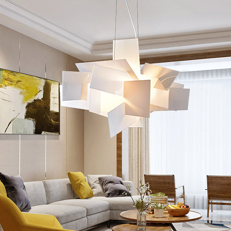 Artistry Spliced Acrylic Drop Pendant Ceiling Light in White/Red - 2 Bulbs, Multi Light Design for Living Room
