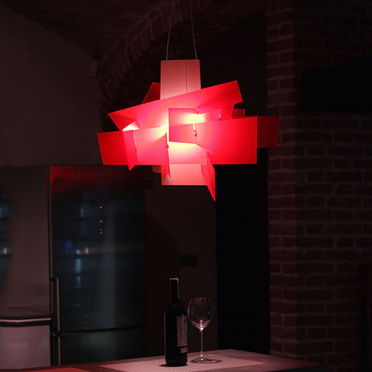 Artistry Spliced Acrylic Drop Pendant Ceiling Light For Living Room - 2-Bulb Multi-Light In