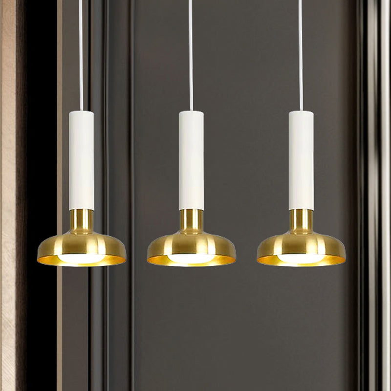 Mid Century 3-Light Torch Multi-Pendant Metal Kitchen Bar Suspension Light - White/Black-Gold