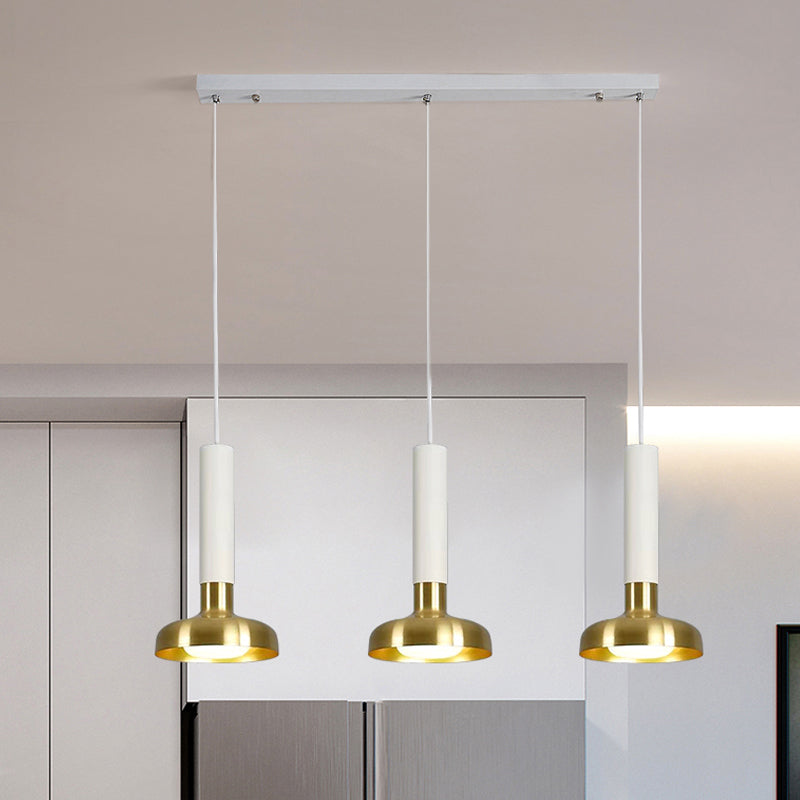 Modern Torch Multi-Pendant Metal Kitchen Bar Light - 3-Light Suspension in White/Black-Gold