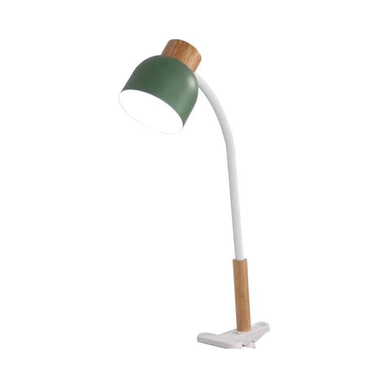 Aldhibah - Nordic Style Studio Clamp Desk Lamp: Green/White & Wood, Flexible Arm