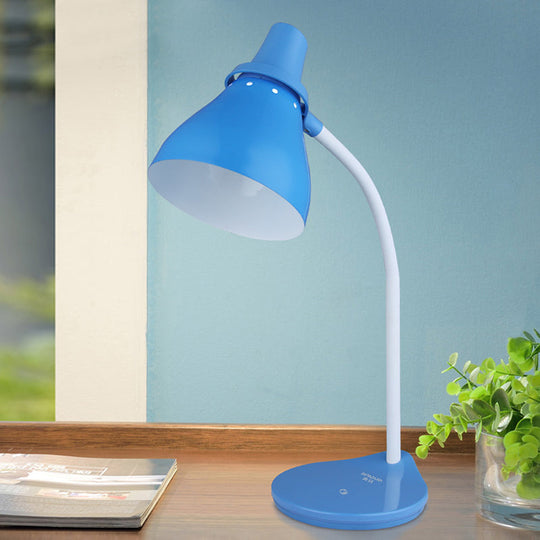 Sarah - Bendable Horn Iron Bendable Reading Light Macaron 1 Light Blue Desk Lamp with Touch Dimmer Switch