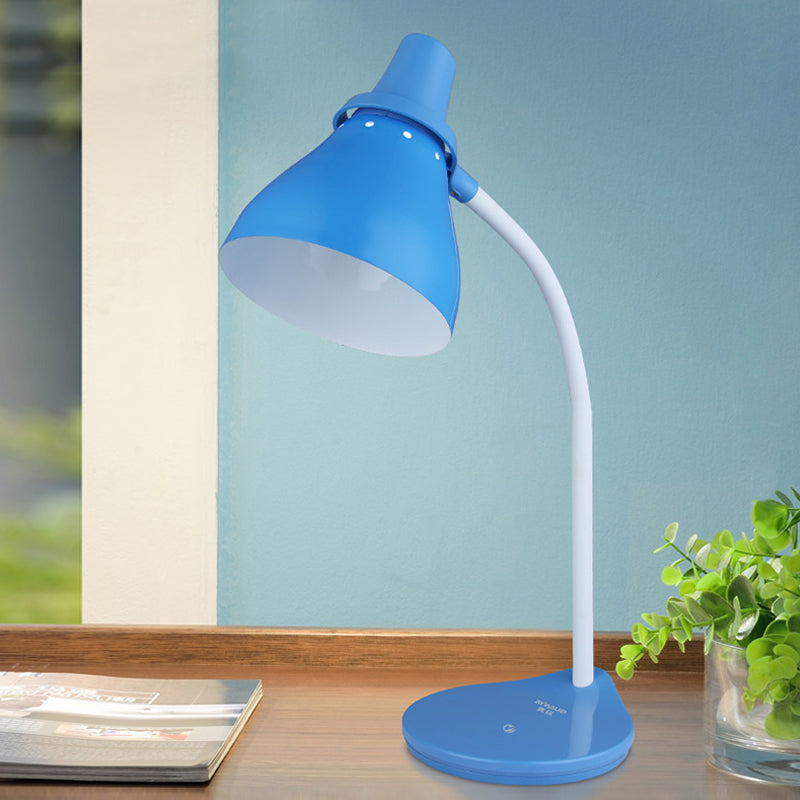 Horn Iron Macaron Desk Lamp - Bendable Reading Light With Touch Dimmer Switch (Light Blue)