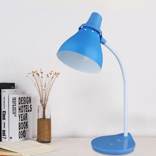 Horn Iron Macaron Desk Lamp - Bendable Reading Light With Touch Dimmer Switch (Light Blue)