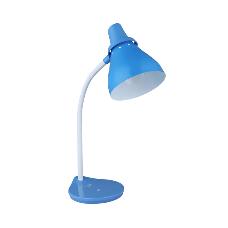 Horn Iron Macaron Desk Lamp - Bendable Reading Light With Touch Dimmer Switch (Light Blue) Blue