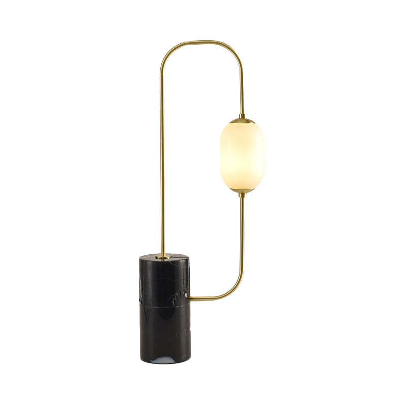 Circuit Circuit Nightstand Lamp Designer Matte Glass Single Black and Gold Table Lighting with Cylinder Marble Base