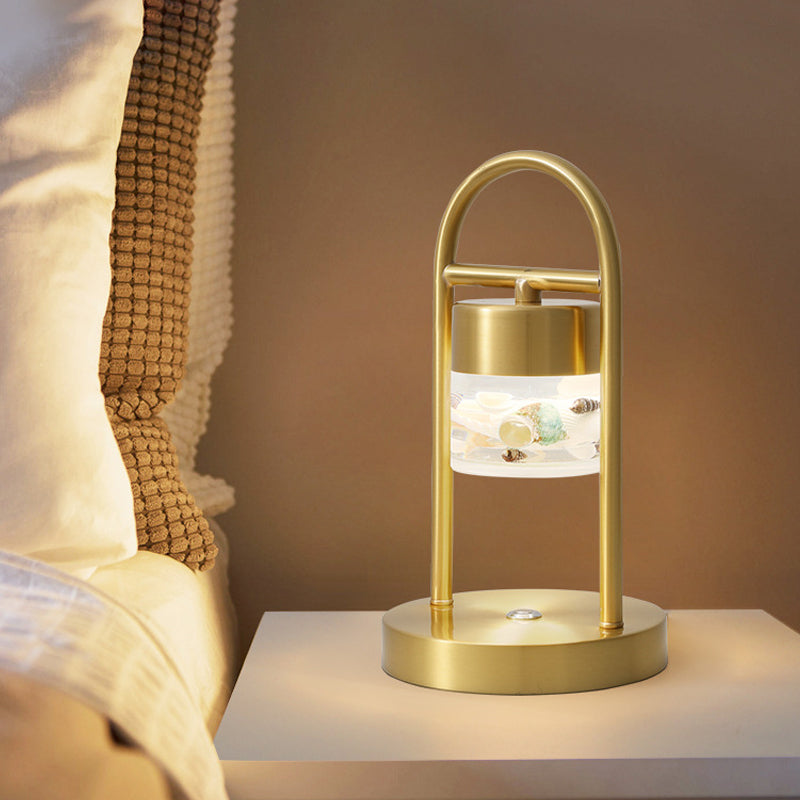 Portable Touch Table Lamp: Retro Cylinder Design With Acrylic Brass Led Night Light Handle And