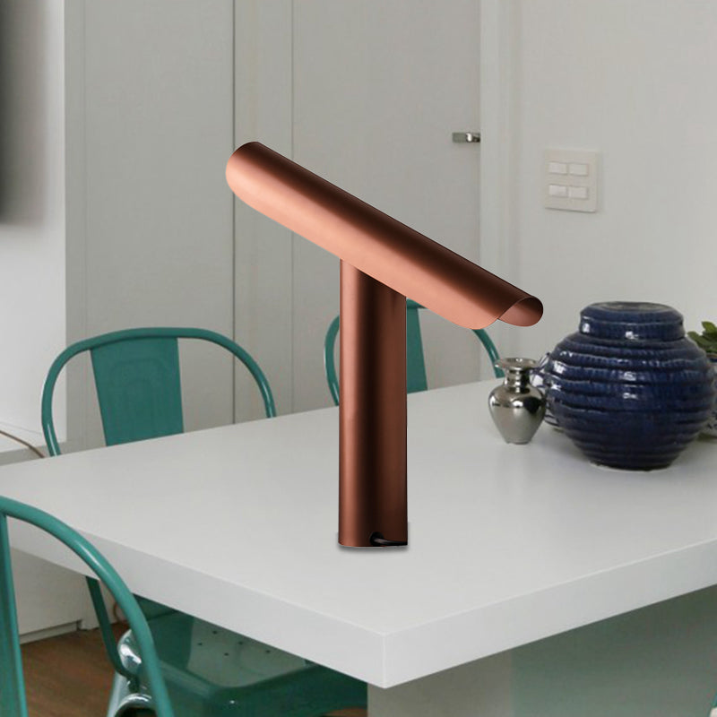Minimalist Rose Gold Led Nightstand Lamp - Iron Seesaw Design For Bedside Table Lighting