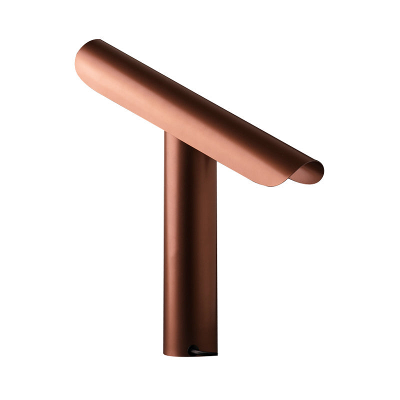 Minimalist Rose Gold Led Nightstand Lamp - Iron Seesaw Design For Bedside Table Lighting