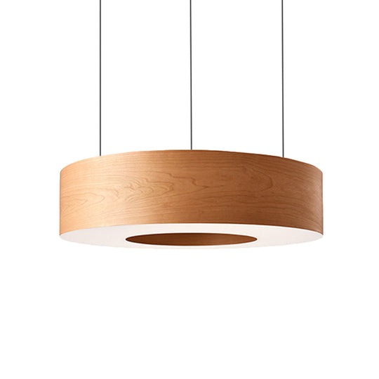 Hollowed Round Wooden LED Pendant Light for Restaurant Ceiling