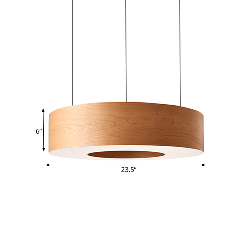 Hollowed Round Wooden LED Pendant Light for Restaurant Ceiling