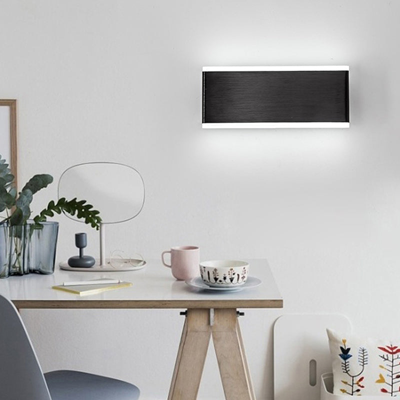 Minimalistic Black Rectangle Led Aluminum Wall Light Fixture For Dining Room - Sizes: 4.5/7 Dia