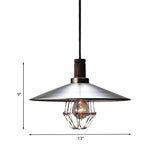 Aluminum Pendant Light With Wire Cage And Wood Cork: Farmhouse Style Suspension Lamp