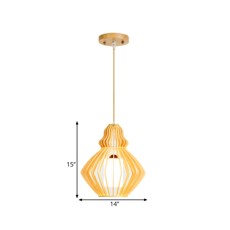 Asian Bellied Basswood Lantern: 1-Light Pendant For Restaurant Table