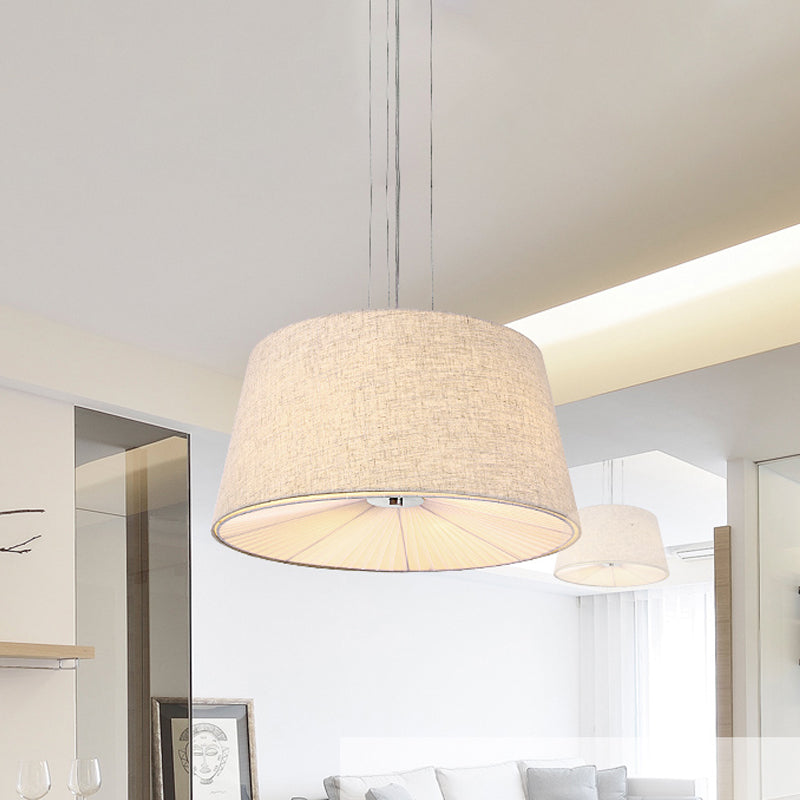 Modern Cone Ceiling Chandelier Fabric Light with Diffuser - Flaxen Finish
