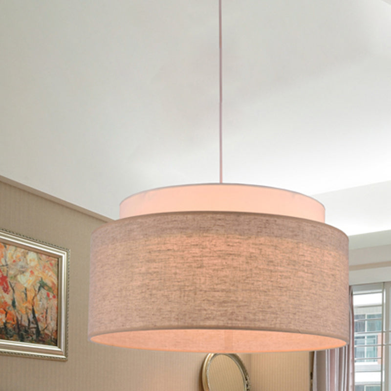 Modern Flaxen Double Circular Chandelier Light - Hand Woven Fabric Drop Lamp (5-Bulb) for Hotels