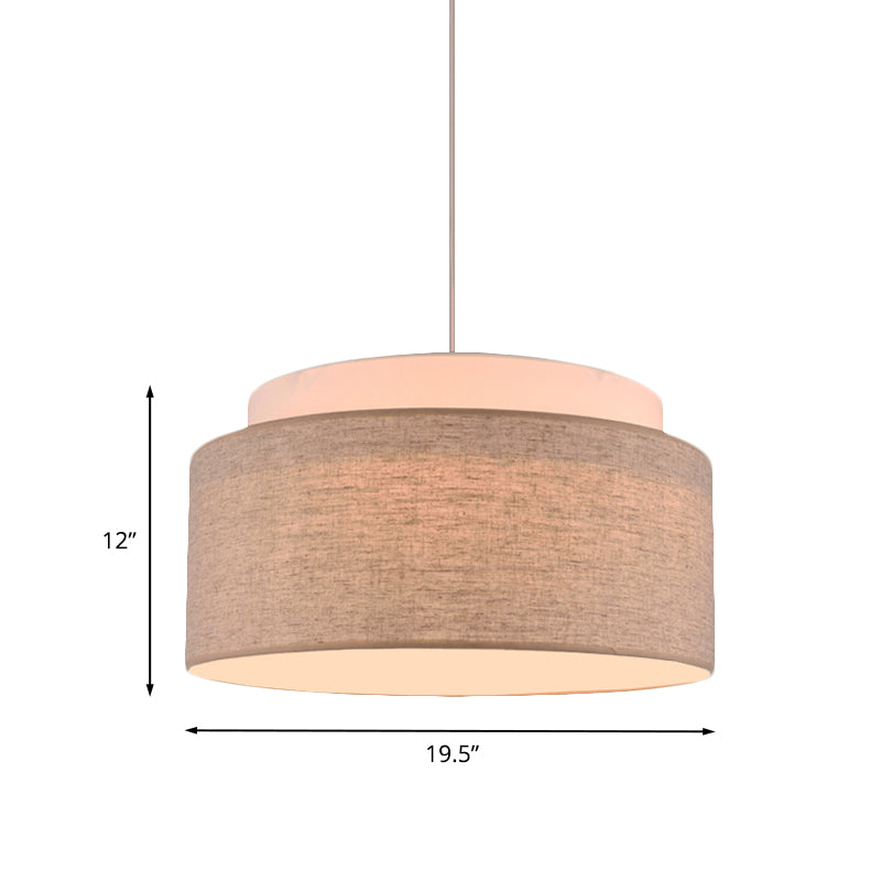 Modern Flaxen Double Circular Chandelier Light - Hand Woven Fabric Drop Lamp (5-Bulb) for Hotels