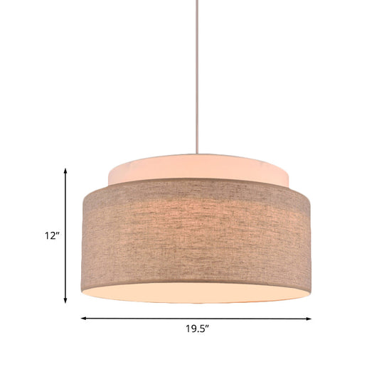 Modern Flaxen Double Circular Chandelier Light - 5-Bulb Hand-Woven Fabric Drop Lamp For Hotels