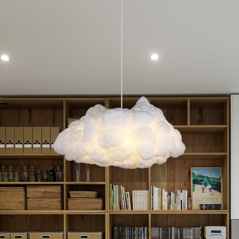 Modern Cloudy Art Silk Chandelier Lamp - Stylish White Pendant Ceiling Light