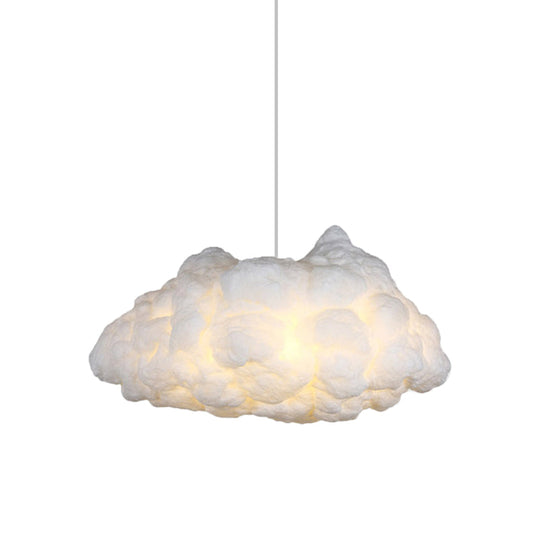 Modern Cloudy Art Silk Chandelier: Stylish Pendant Ceiling Light With 3 Bulbs In White