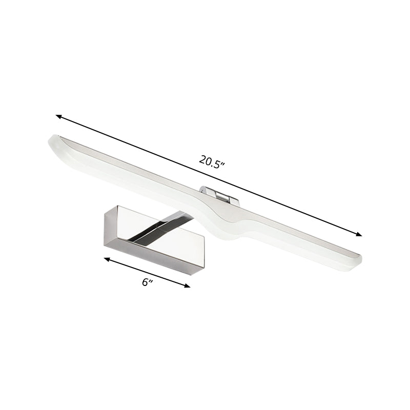 Modern Linear Acrylic Vanity Light Fixture - Led Nickel Finish Wall Sconce Lamp In Warm/White