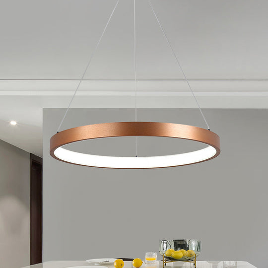 Metallic Minimalist 3-Tier Hoop LED Chandelier in Gold - Warm/White Light